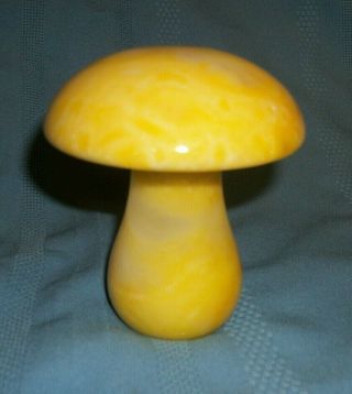 Mid - Century,  Hand - Carved,  Alabaster Mushroom Paperweight - Made In Italy