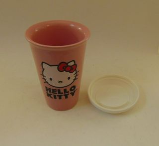 HELLO KITTY PINK CERAMIC GLASS WITH WHITE SILICONE LID 2