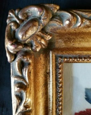 Vintage Baroque Gold Leaf Wood Frame Dried Flowers 6x7 w/4x5 opening 2