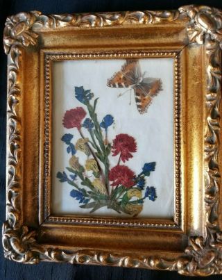 Vintage Baroque Gold Leaf Wood Frame Dried Flowers 6x7 w/4x5 opening 3