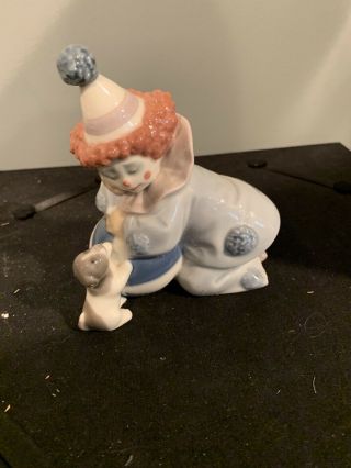 Lladro Porcelain 5278 Nino Pierrot Clown With Puppy And Ball Made In Spain Iob