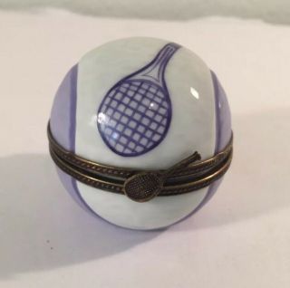 Limoges Peint Main Tennis Ball Trinket Box Hinged Signed And Numbered 279/300