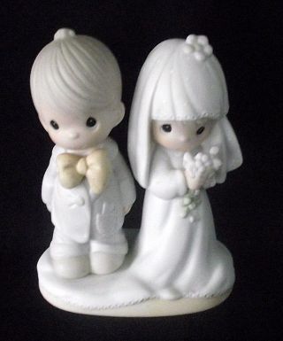 Wedding Bride Groom Precious Moments E 3114 Lord Bless Keep You 1979 Cake Topper