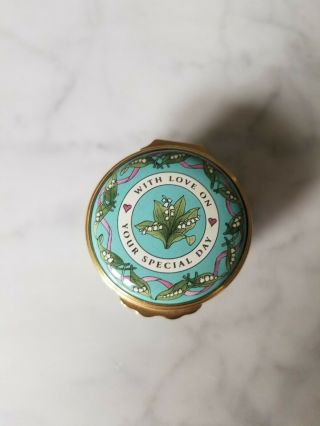 Halcyon Days Enamelware Box With Love On Your Special Day Pill Trinket Box