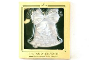 Hallmark Holiday Highlights The Fun Of Friendship Acrylic Bell Ornament 1984