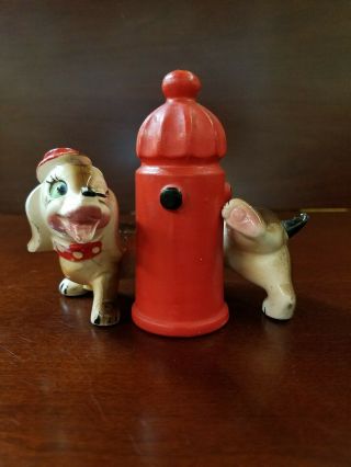 Vintage Salt And Pepper Shakers Set 1093 Dog And Fire Hydrant