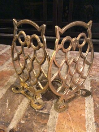 Vintage Cutout Stencil Ornate Brass Owl Bookends Foldable Easy Storage 3
