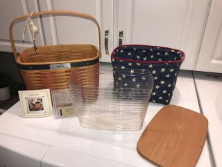 Longaberger 2001 Whistle Stop American Red,  White,  And Blue Basket Combo