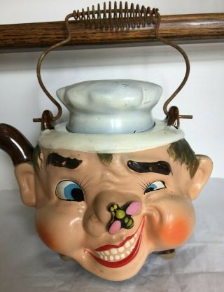 Vintage Teapot Chef Face Bee On Nose Tilso Japan 1950 