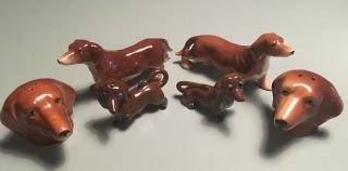 Vintage Ceramic Dachshund Weiner Dog Salt And Pepper Shakers (set Of 6)