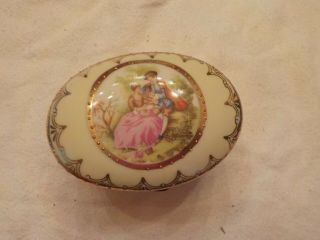 Vintage Porcelain And Brass Trinket Box Victorian