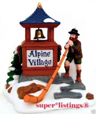 Dept.  56 Alpenhorn Player Retired 2001 Alpine Village Sign 56182 W/o Box