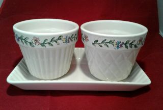 Longaberger Pottery Mothers Day Early Blossoms Flower Pots Planters And Tray