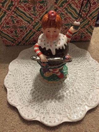 Dept 56 Sugar Plum Fairy Christmas 9in Round Platter And Cream & Sugar Set