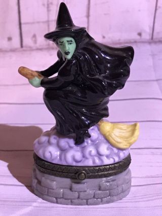 1998 Turner Entertainment Wizard Of Oz Porcelain Hinge Box Wicked Witch On Broom