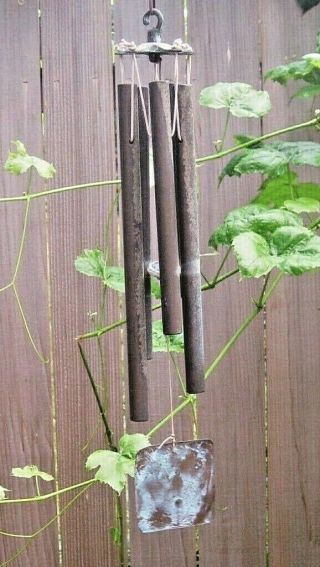 Vintage Verde Green Bronze Brass Walter Lamb Style Wind Chime With Tubes 17 " L