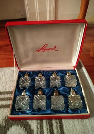 Leonard Crystal Salt And Pepper Shakers Set Of 8 Vintage Made In Japan