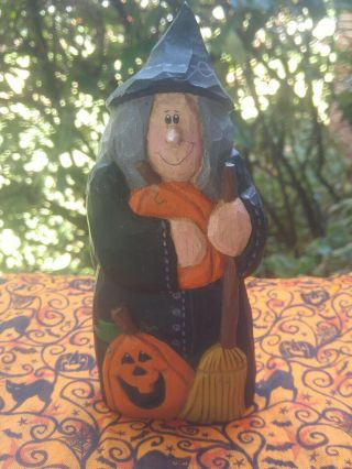 Midwest Of Cannon Falls Eddie Walker - Folk Art Witch W Pumpkin & Broom