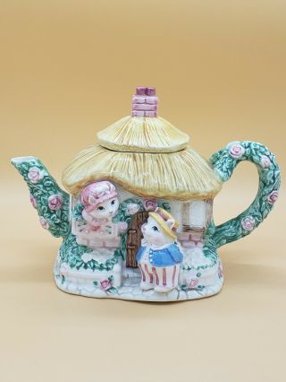 Fitz And Floyd 1992 Collectible Cat Garden House Tea Pot Home Decor Vintage