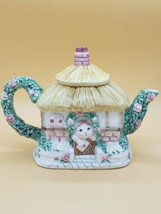 Fitz And Floyd 1992 Collectible Cat Garden House Tea Pot Home Decor Vintage 2