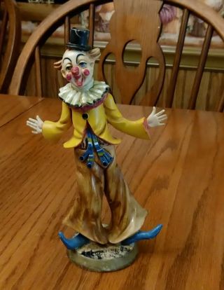 Vintage Fontanini Circus Clown Made In Italy Hard Plastic 7 1/2 Inches Tall