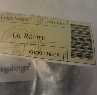 LONGABERGER HERITAGE GREEN LINER for LARGE RECIPE BOX 2