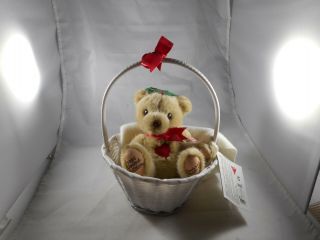 Cherished Teddies Limited Edition 1995 Baby Christmas Bear Plush Basket With Tag