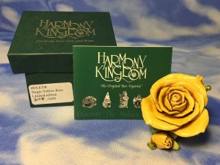 Htf Harmony Kingdom Garden " Single Yellow Rose " Flower Box Figurine Hgleyr,  Box