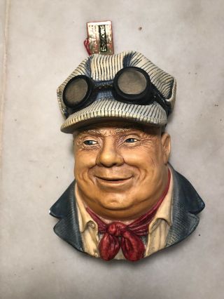 Vintage Bossons Head Wall Plaque,  “engineer” Made In England.  With Gold Tag