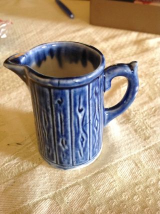 Vintage Blue Ceramic Pitcher 3 " Tall