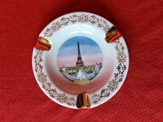 Limoges France Porcelain Ashtray Porcelaine Souvenir De Paris Tour Eiffel