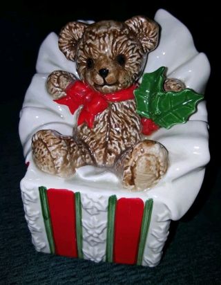 Otagiri Holiday Music Box Teddy Bear Gift " We Wish You A Merry Christmas " Japan