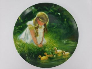 Girl With Baby Ducks Decorative Plate - " Golden Moment " By Donald Zolan (1848f}