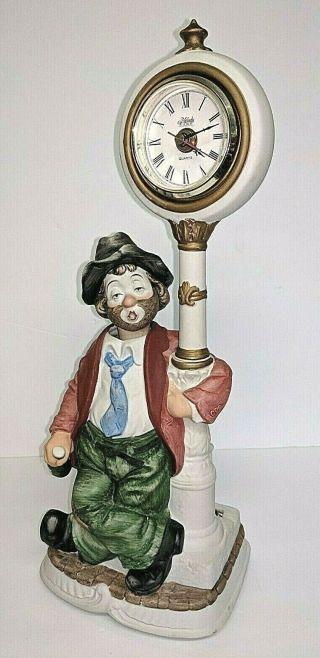 Vintage Melody In Motion Clockpost Willie Music Box Clock Porcelain Read Descrip