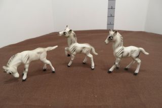 Vintage Set Of 3 Bone China Miniature Horses