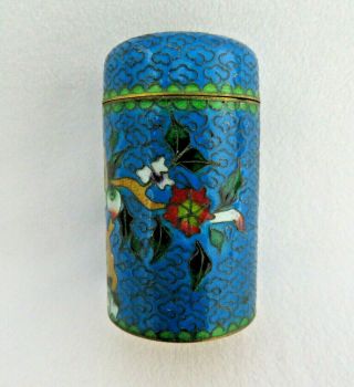 Chinese Turquoise Blue Floral Cloisonne Enamel Toothpick Holder / Trinket Box 2