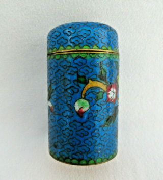 Chinese Turquoise Blue Floral Cloisonne Enamel Toothpick Holder / Trinket Box 3