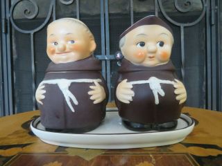 Goebel Hummel Friar Tuck Sugar Bowl Creamer Tray Set S141 Z37 T69 Tmk - 3 Figurine