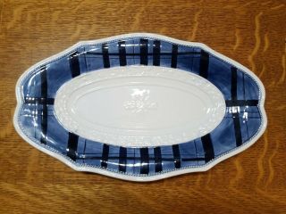 Fitz & Floyd Bristol Blue White Oval Serving Platter.  15 " X9 ",