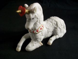Heart 3D Lace Valentines Day Figurine unicorn horse ceramic Porcelain enesco 2