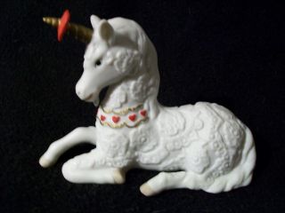 Heart 3D Lace Valentines Day Figurine unicorn horse ceramic Porcelain enesco 4