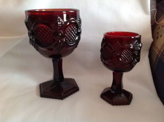 Avon Cape Cod Ruby Wine Glass & Water Goblet