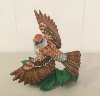 Lenox Chipping Sparrow Bird Porcelain Figurine Leaf