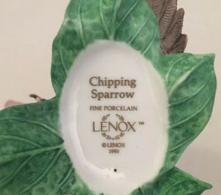 Lenox Chipping Sparrow Bird Porcelain Figurine Leaf 5