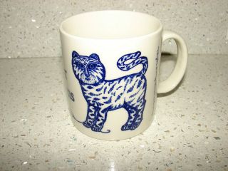 Vintage 1979 Taylor & Ng " Chat Et Souris " Cat & Mice Blue 1979 Coffee Mug