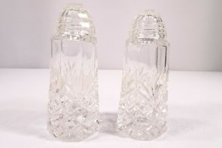 Vintage Crystal Clear Cut Glass Salt And Pepper Shaker / Screw Caps / Pre - Owned