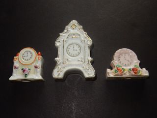 Vintage Porcelain Made In Occupied Japan Mini Clocks,  Three Of Them