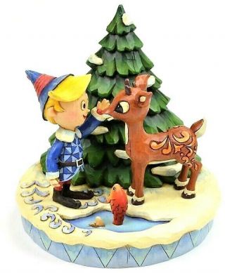 Jim Shore Rudolph Red Nose Reindeer & Hermey Elf Christmas Tabletop Figurine 