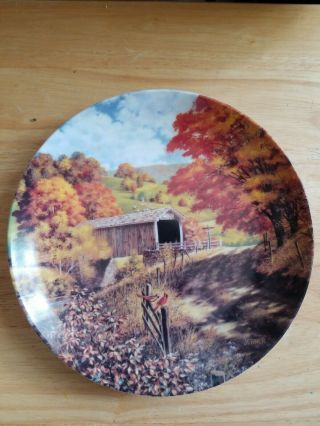 Covered Bridge Bart Jerner Less Traveled Road Plate 1988 3rd Issue 9055a