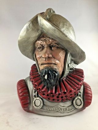 Chalkware Spanish Bust From Home Decor 1971 - Conquistador - 12 " Tall